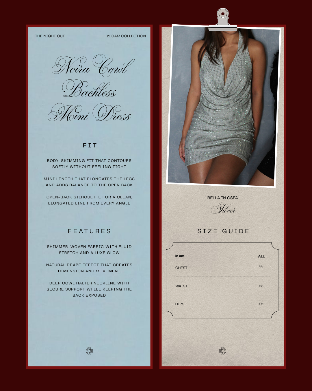 Noira Cowl Backless Mini Dress - Silver