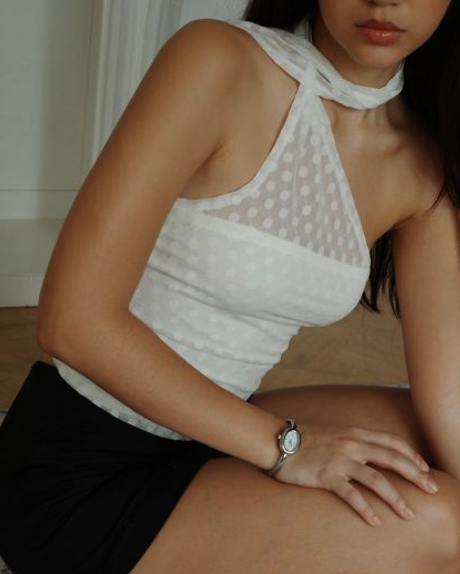 Nomi Polka Sheer Halter Top