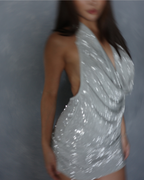 Noira Cowl Backless Mini Dress - Silver