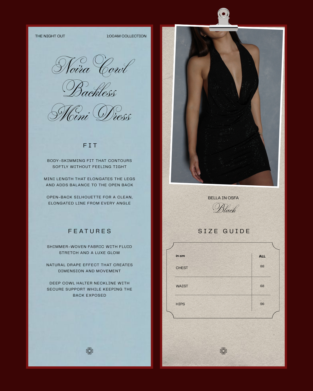 Noira Cowl Backless Mini Dress - Black